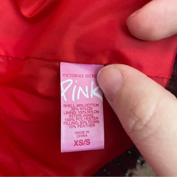 Victoria Secret PINK Red Puffer Down Vest Size XS/S - Picture 7 of 8